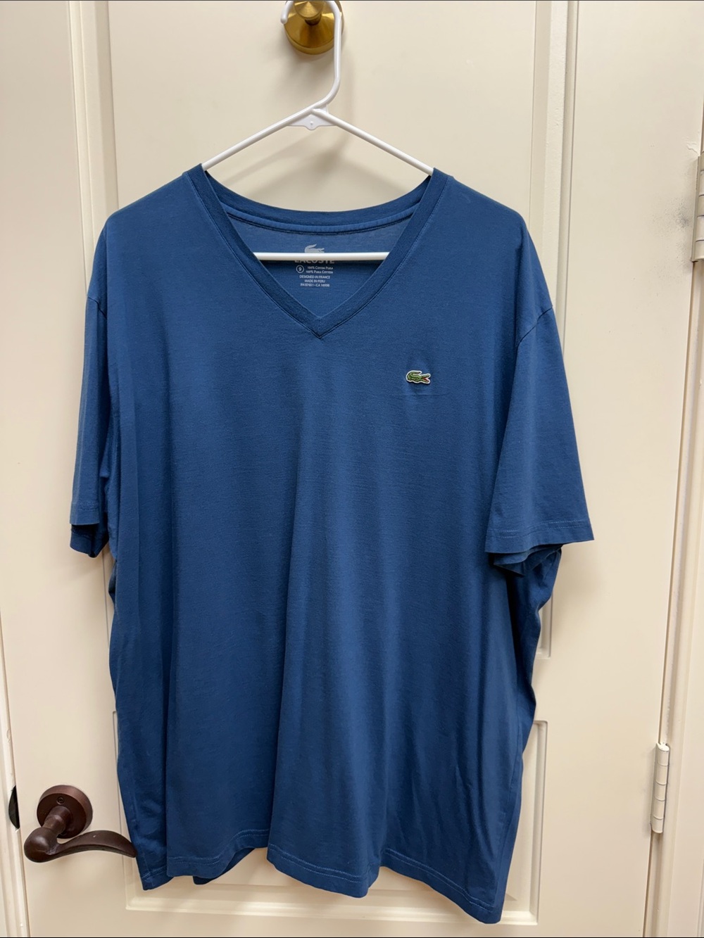 Lacoste Men's V-Neck Tee in Deep Blue